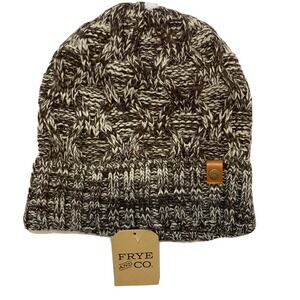 Frye & Co NEWChocolate Brown Cable Knit Beanie Cuff Knitted Cap Hat-OSFM